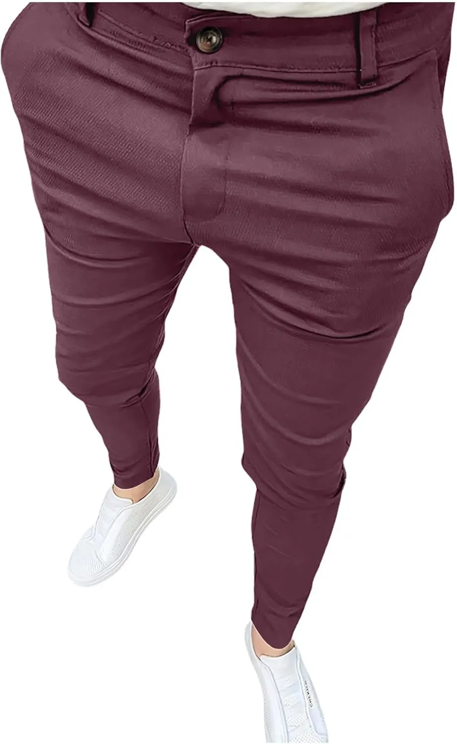 Men's Stretch Dress Pants Slim Fit Business Casual Suit Pants Work Golf Pants with Pockets