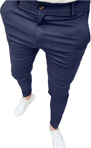 Men's Stretch Dress Pants Slim Fit Business Casual Suit Pants Work Golf Pants with Pockets