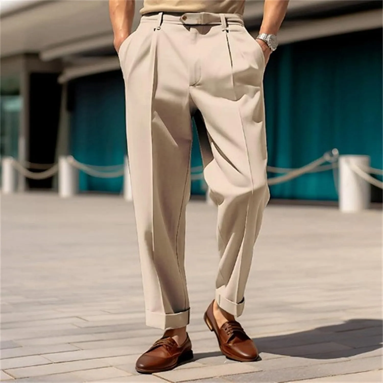 Men's Suit Pants,Classic Expandable Waist Business Work Suit Pants Slim Fit Skinny Formal Dress Trousers