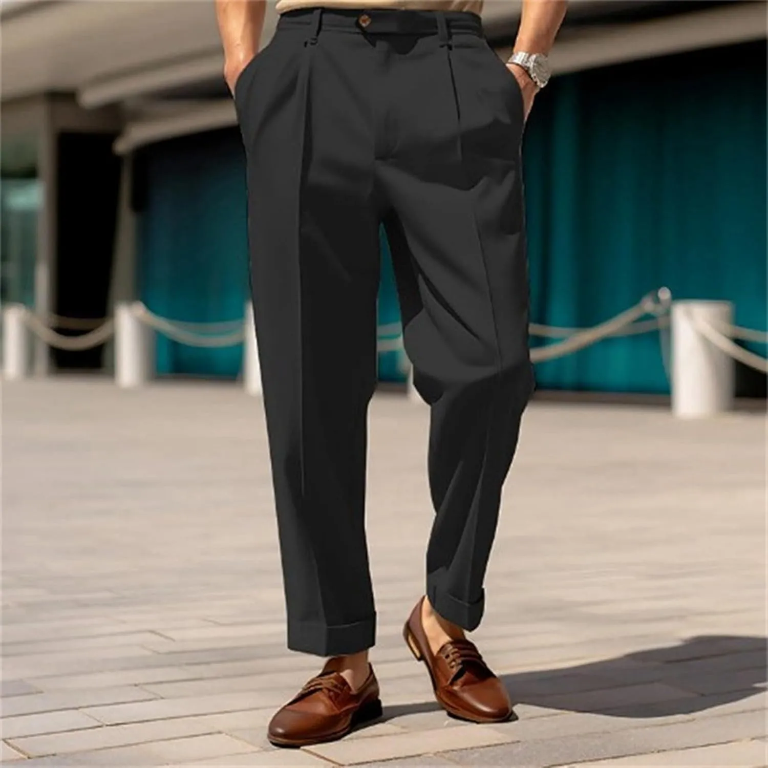 Men's Suit Pants,Classic Expandable Waist Business Work Suit Pants Slim Fit Skinny Formal Dress Trousers