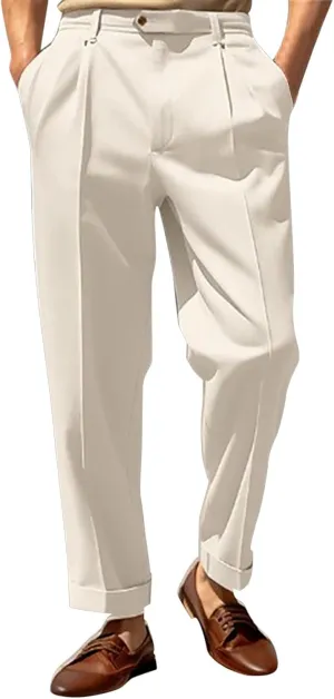 Men's Suit Pants,Classic Expandable Waist Business Work Suit Pants Slim Fit Skinny Formal Dress Trousers