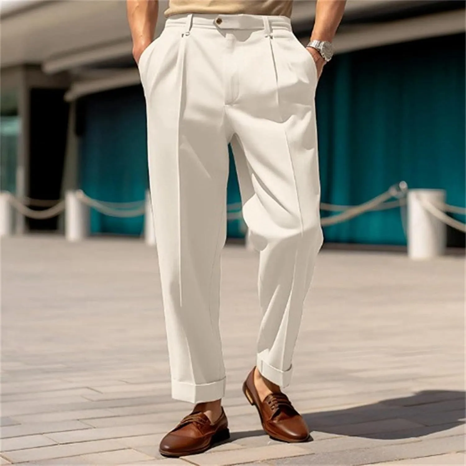 Men's Suit Pants,Classic Expandable Waist Business Work Suit Pants Slim Fit Skinny Formal Dress Trousers