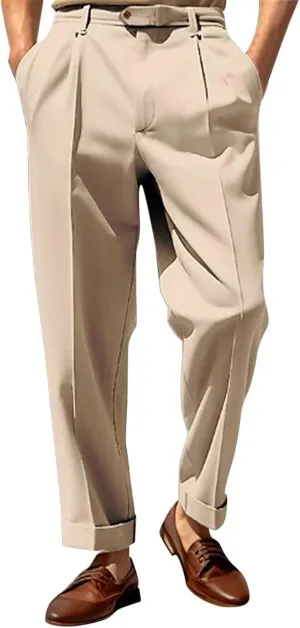 Men's Suit Pants,Classic Expandable Waist Business Work Suit Pants Slim Fit Skinny Formal Dress Trousers