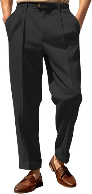 Men's Suit Pants,Classic Expandable Waist Business Work Suit Pants Slim Fit Skinny Formal Dress Trousers