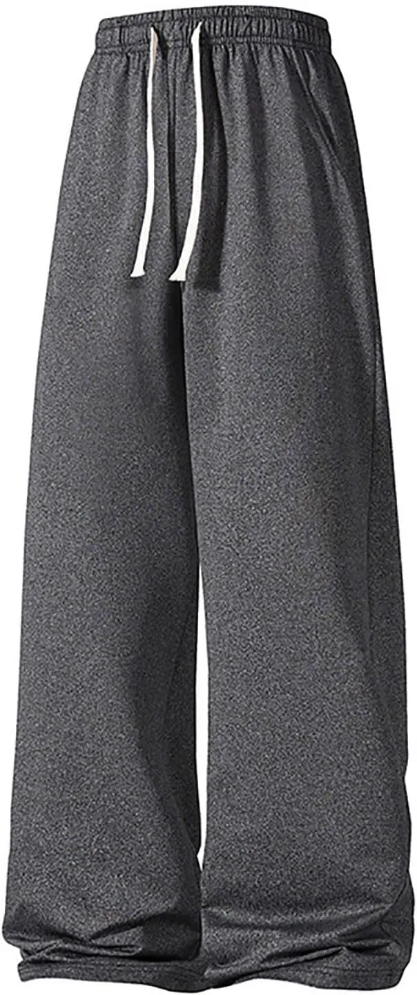 Mens Sweatpants Casual Loose Drawstring Pocket Straight Lengthened Big and Tall Suit Pants for Men