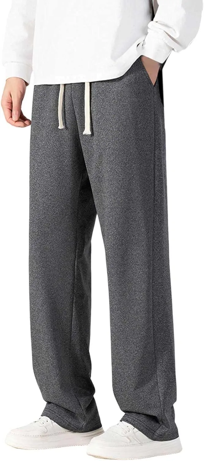 Mens Sweatpants Casual Loose Drawstring Pocket Straight Lengthened Big and Tall Suit Pants for Men