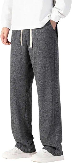 Mens Sweatpants Casual Loose Drawstring Pocket Straight Lengthened Big and Tall Suit Pants for Men