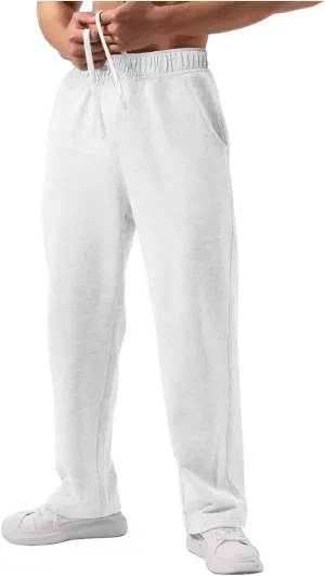 Mens Sweatpants Elastic Waist Drawstring Straight Wide Leg Joggerse Lightweight Outdoor Jogging Workout Pants with Pockets