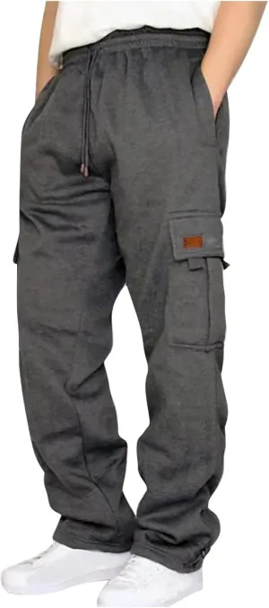 Mens Sweatpants Joggers Baggy Sweatpants Cargo Straight Leg Elastic Waist Pants Casual Drawstring Sweatpants