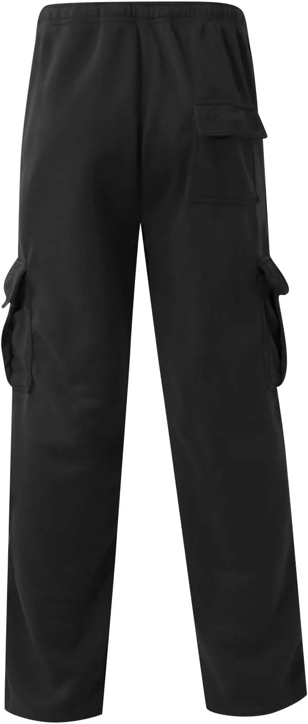 Mens Sweatpants Joggers Baggy Sweatpants Cargo Straight Leg Elastic Waist Pants Casual Drawstring Sweatpants