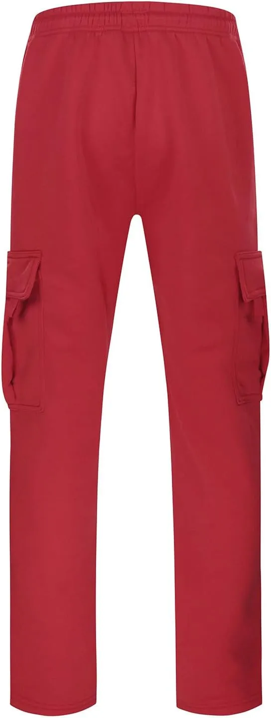 Mens Sweatpants Joggers, Fleece Baggy Sweatpants Cargo Straight Leg Elastic Waist Pants, Casual Drawstring Sweatpants