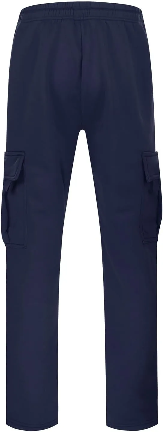 Mens Sweatpants Joggers, Fleece Baggy Sweatpants Cargo Straight Leg Elastic Waist Pants, Casual Drawstring Sweatpants