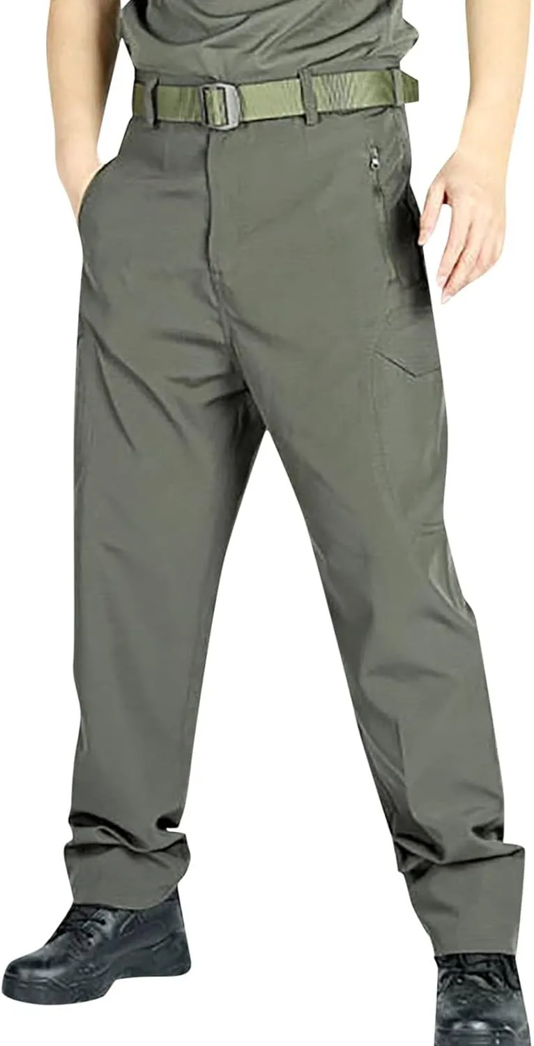 Men's Sweatpants Open Bottom Relaxed Fit Stretch Waist Work Pants Lightweight Straight Leg Casual Slacks Trousers with Pocket