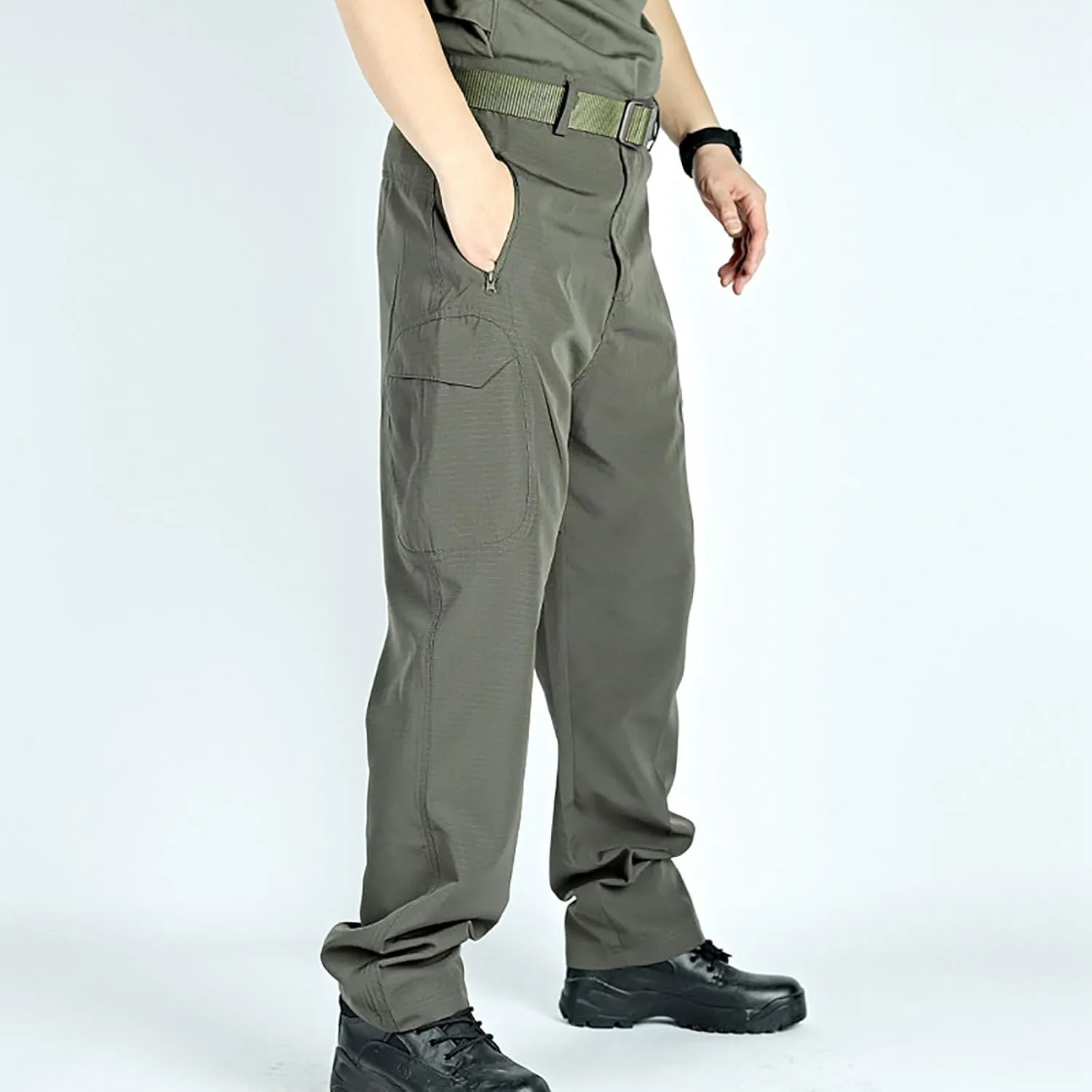 Men's Sweatpants Open Bottom Relaxed Fit Stretch Waist Work Pants Lightweight Straight Leg Casual Slacks Trousers with Pocket