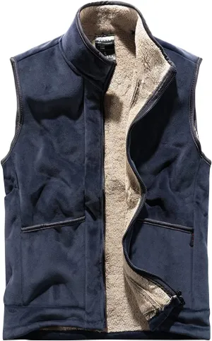 Men's Thicken Winter Vest,Lightweight Fleece Vest Outwear Sherpa Lined Full Zip Sleeveless Jacket Coats with Pocket