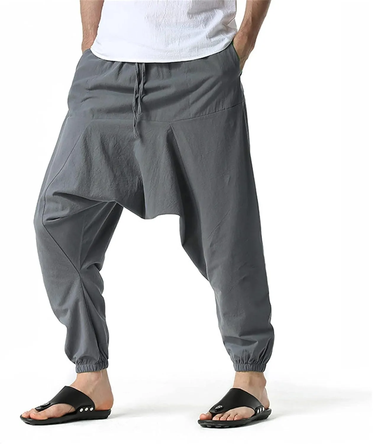 Mens Workout Cargo Sweatpants Rock Street Harem Pants Sweatpants with Pockets Sweatpants for Men Loose Fit Drawstring