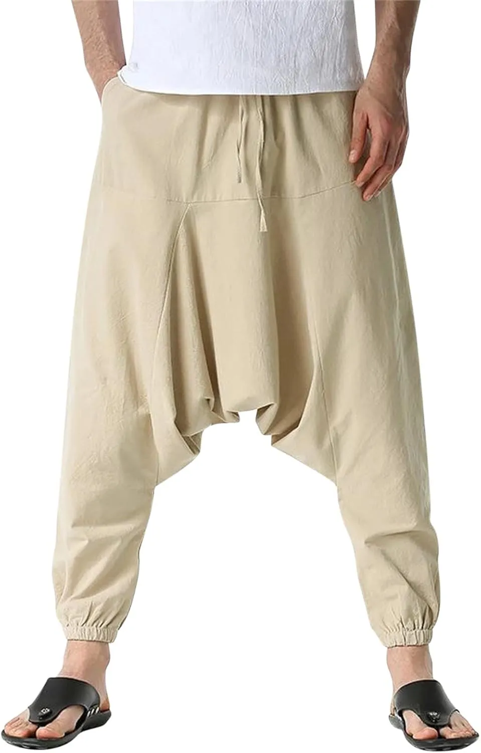 Mens Workout Cargo Sweatpants Rock Street Harem Pants Sweatpants with Pockets Sweatpants for Men Loose Fit Drawstring