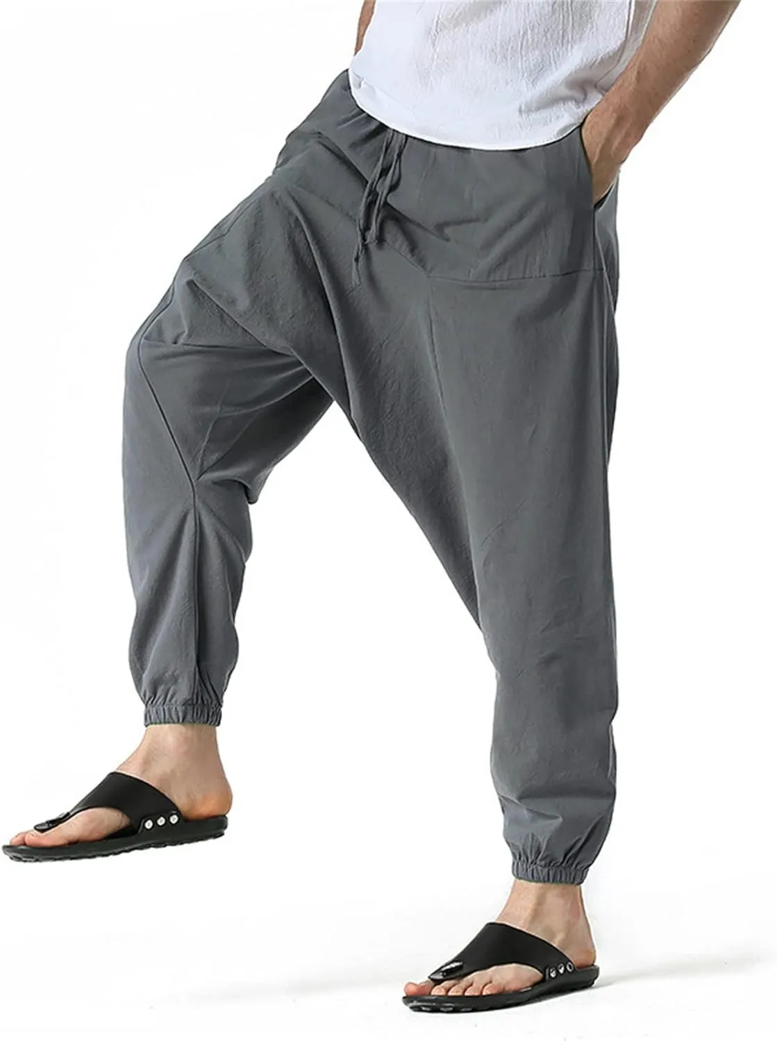 Mens Workout Cargo Sweatpants Rock Street Harem Pants Sweatpants with Pockets Sweatpants for Men Loose Fit Drawstring