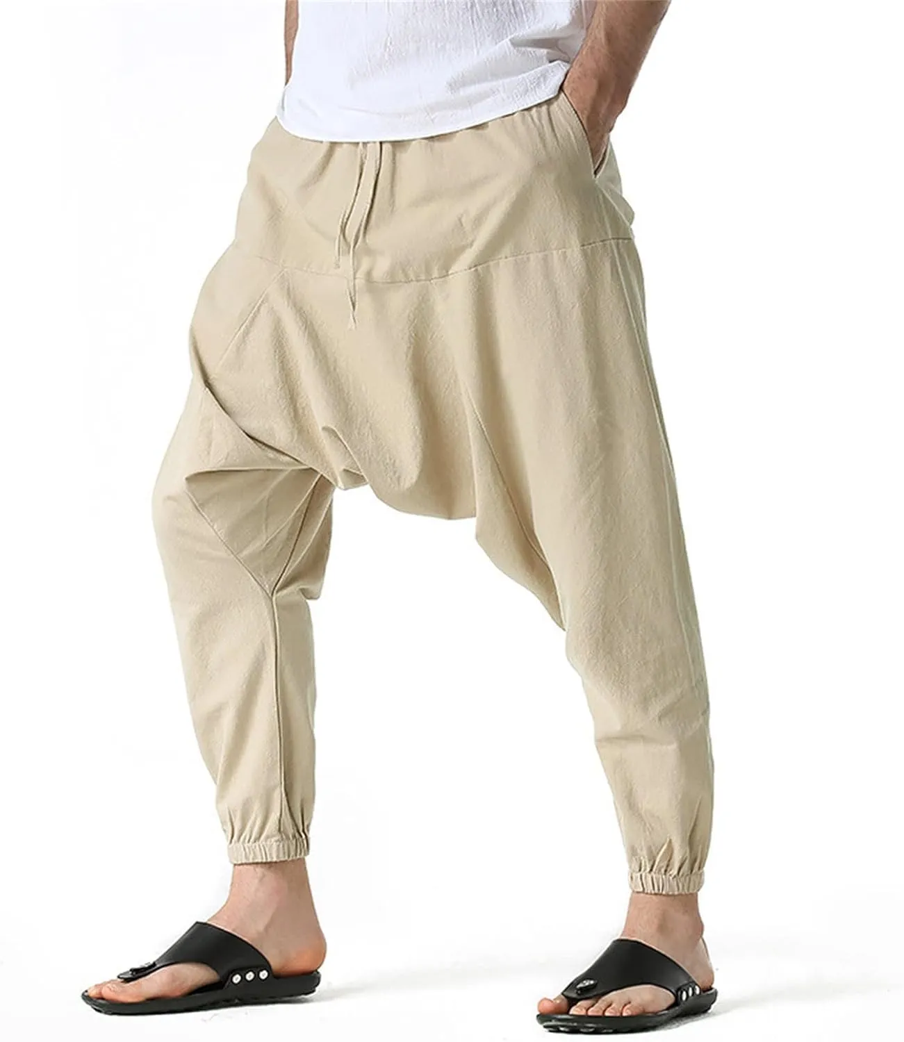 Mens Workout Cargo Sweatpants Rock Street Harem Pants Sweatpants with Pockets Sweatpants for Men Loose Fit Drawstring