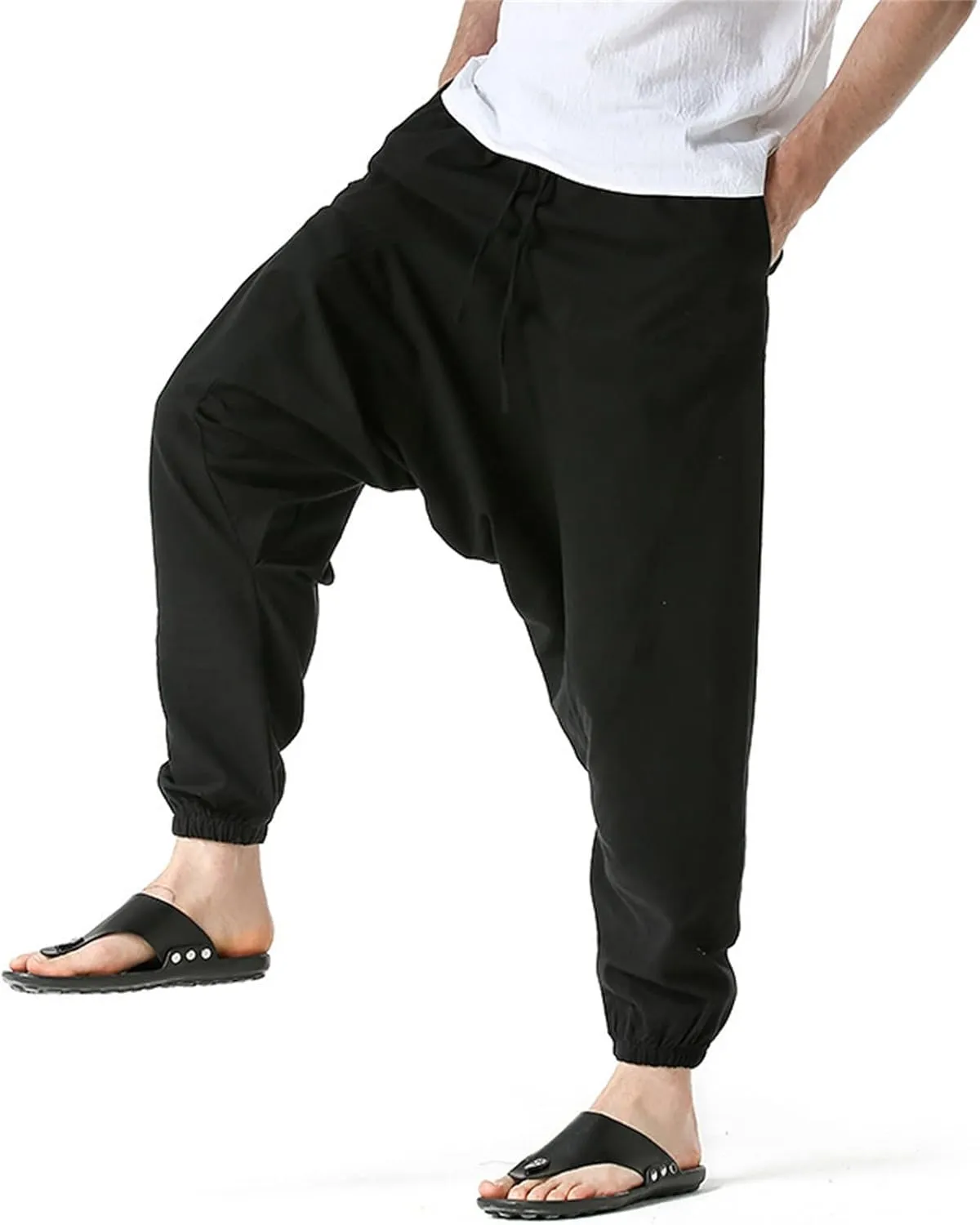 Mens Workout Cargo Sweatpants Rock Street Harem Pants Sweatpants with Pockets Sweatpants for Men Loose Fit Drawstring