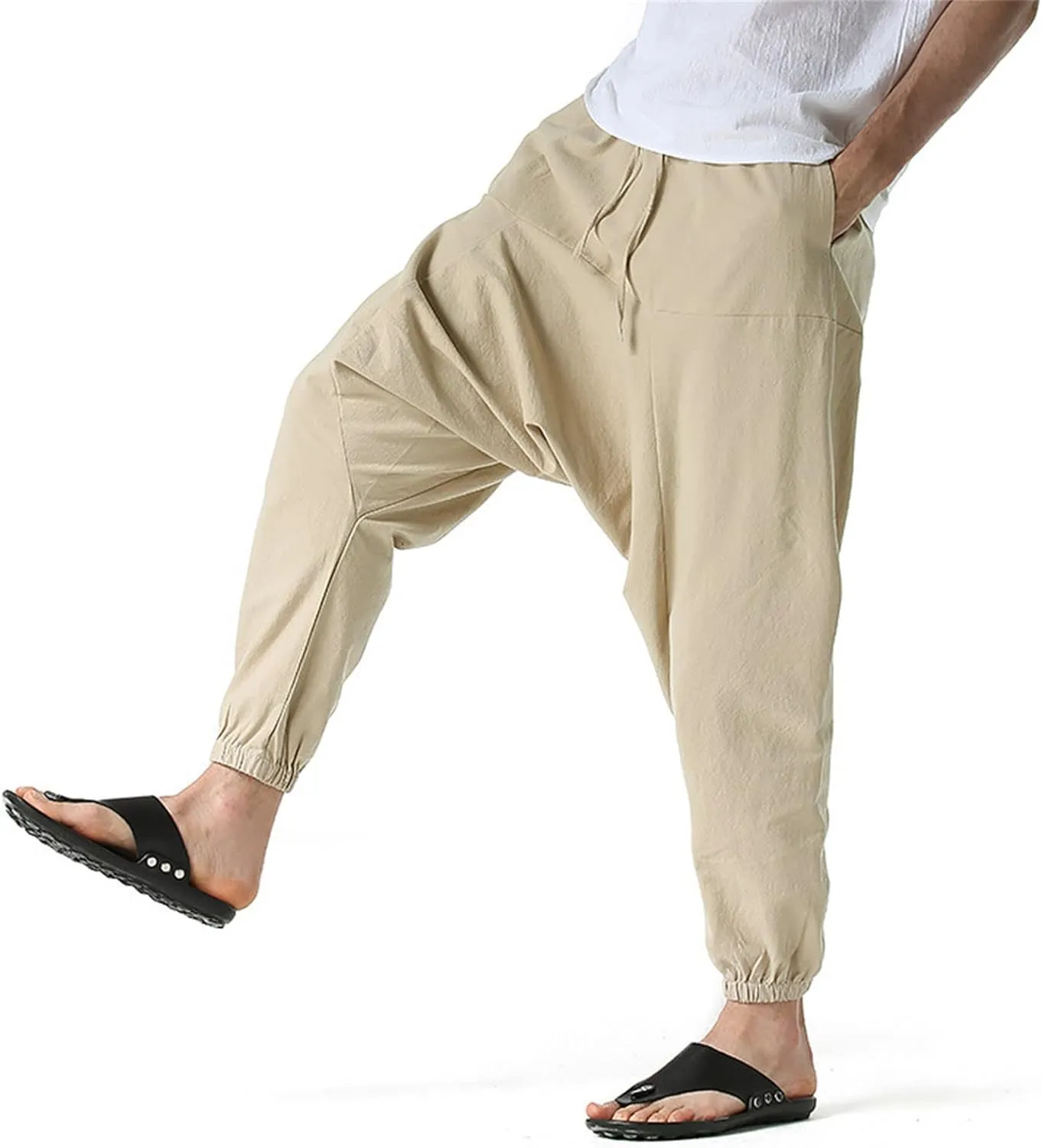 Mens Workout Cargo Sweatpants Rock Street Harem Pants Sweatpants with Pockets Sweatpants for Men Loose Fit Drawstring