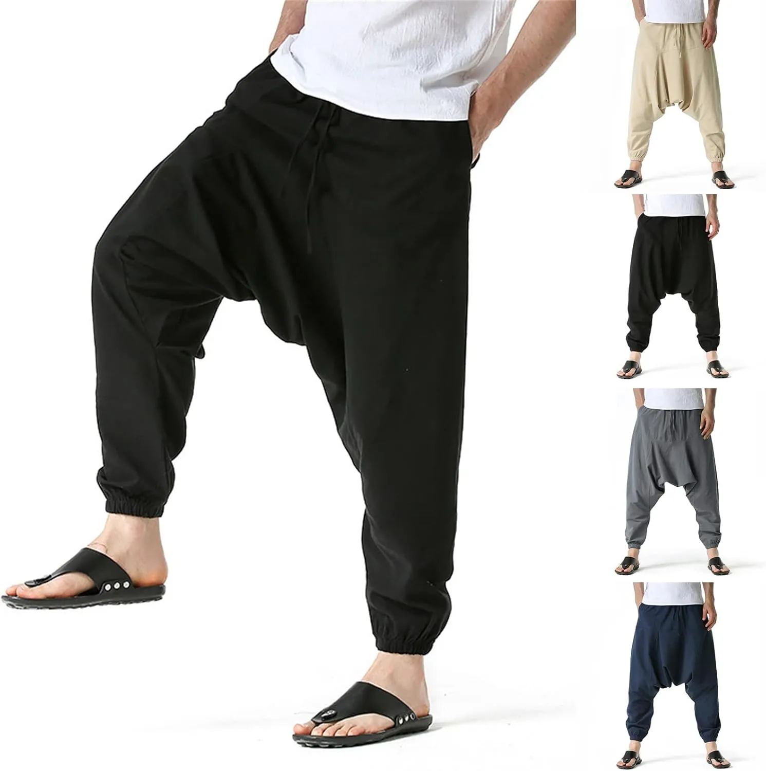 Mens Workout Cargo Sweatpants Rock Street Harem Pants Sweatpants with Pockets Sweatpants for Men Loose Fit Drawstring