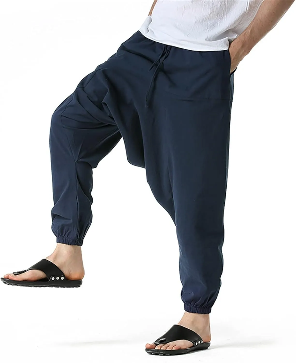 Mens Workout Cargo Sweatpants Rock Street Harem Pants Sweatpants with Pockets Sweatpants for Men Loose Fit Drawstring
