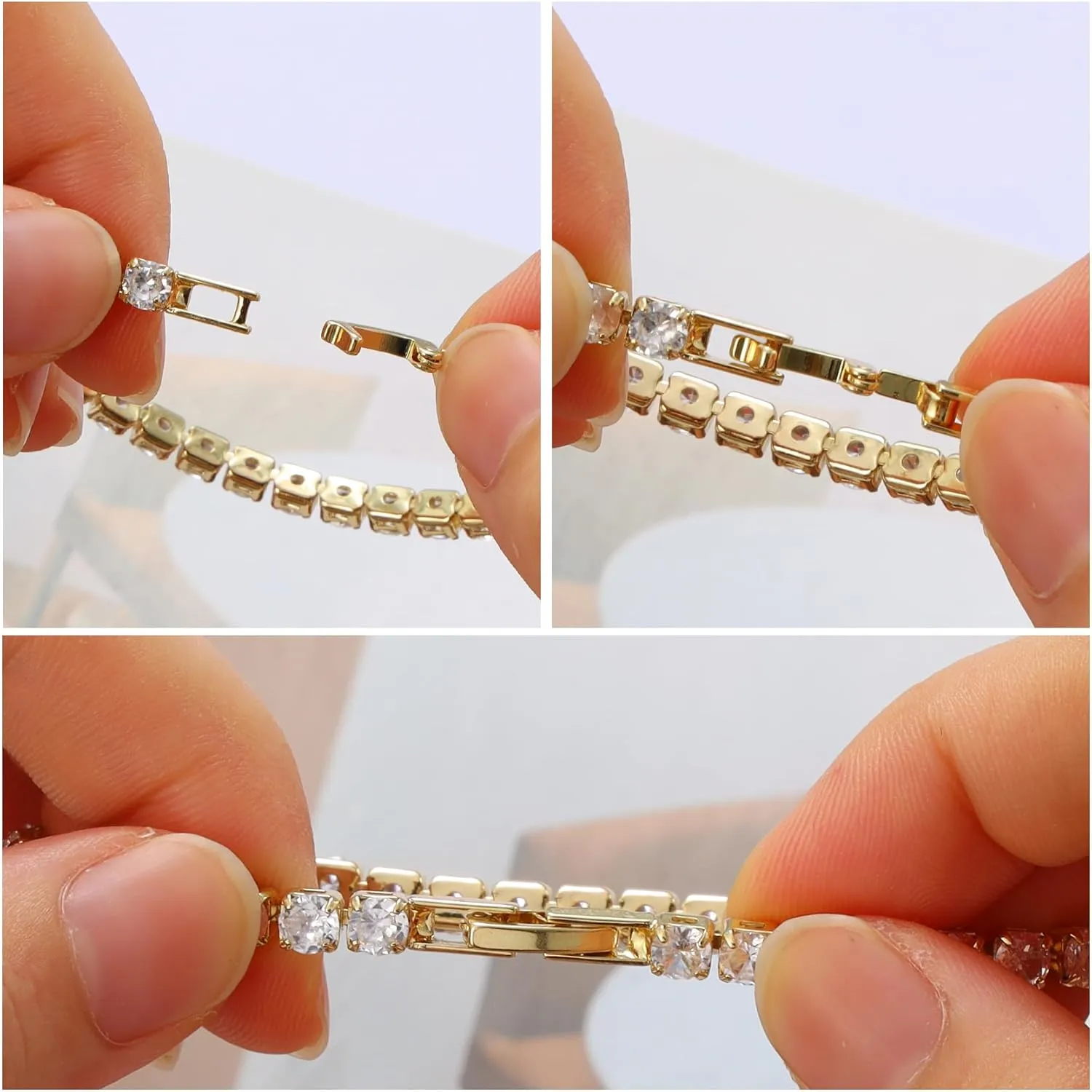MILAKOO Gold Bracelets for Women Tennis Bracelets Bangle Bracelets Plated Oval Cuff for Wedding Gift