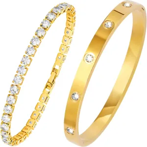 MILAKOO Gold Bracelets for Women Tennis Bracelets Bangle Bracelets Plated Oval Cuff for Wedding Gift