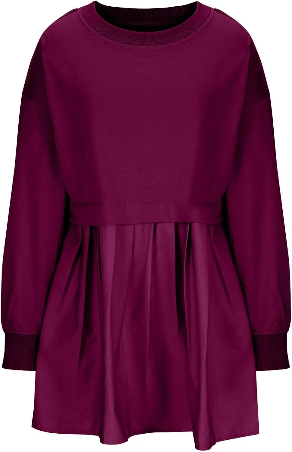 Mini Dress for Women Fall 2024 Color Block Patchwork Pleated Casual Soft Flowy Dress Outdoor Babydoll Bodycon Dresses