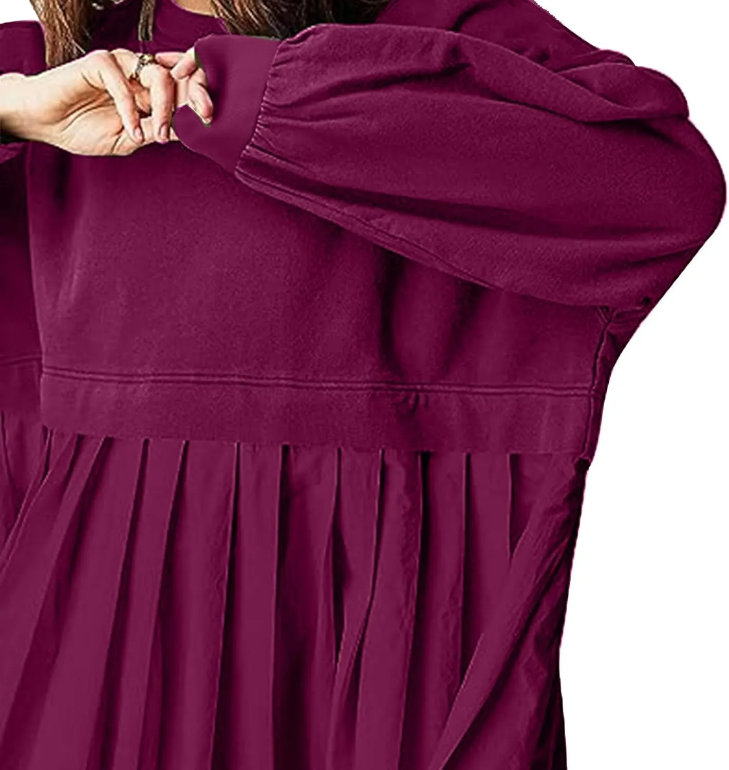 Mini Dress for Women Fall 2024 Color Block Patchwork Pleated Casual Soft Flowy Dress Outdoor Babydoll Bodycon Dresses