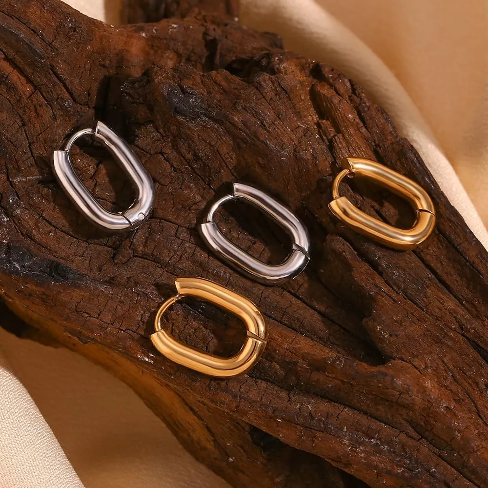 Mini O-Shaped Hoop Earrings for Women Gold Plated Stainless Steel Small Circle Ear Jewelry in Gold or Steel Tone