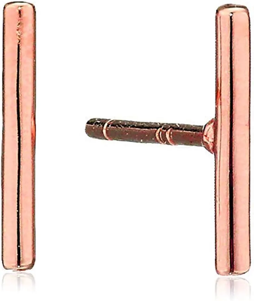 Minimalist Solid 14kt Gold Bar Studs Polished Tiny Flat Stick Line Earring