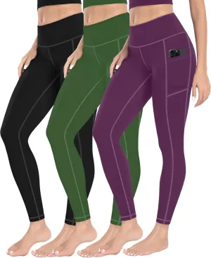 MIRITY High Waist Yoga Leggings with Pockets for Women - Buttery Soft Workout Stretchy Yoga Pants Pack of 3