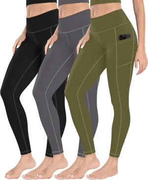 MIRITY High Waist Yoga Leggings with Pockets for Women - Buttery Soft Workout Stretchy Yoga Pants Pack of 3