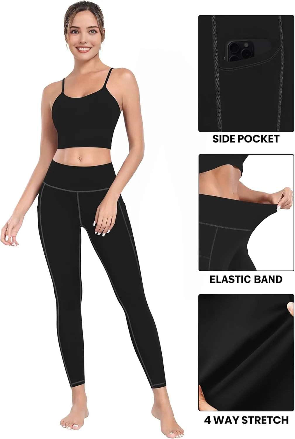 MIRITY High Waist Yoga Leggings with Pockets for Women - Buttery Soft Workout Stretchy Yoga Pants Pack of 3