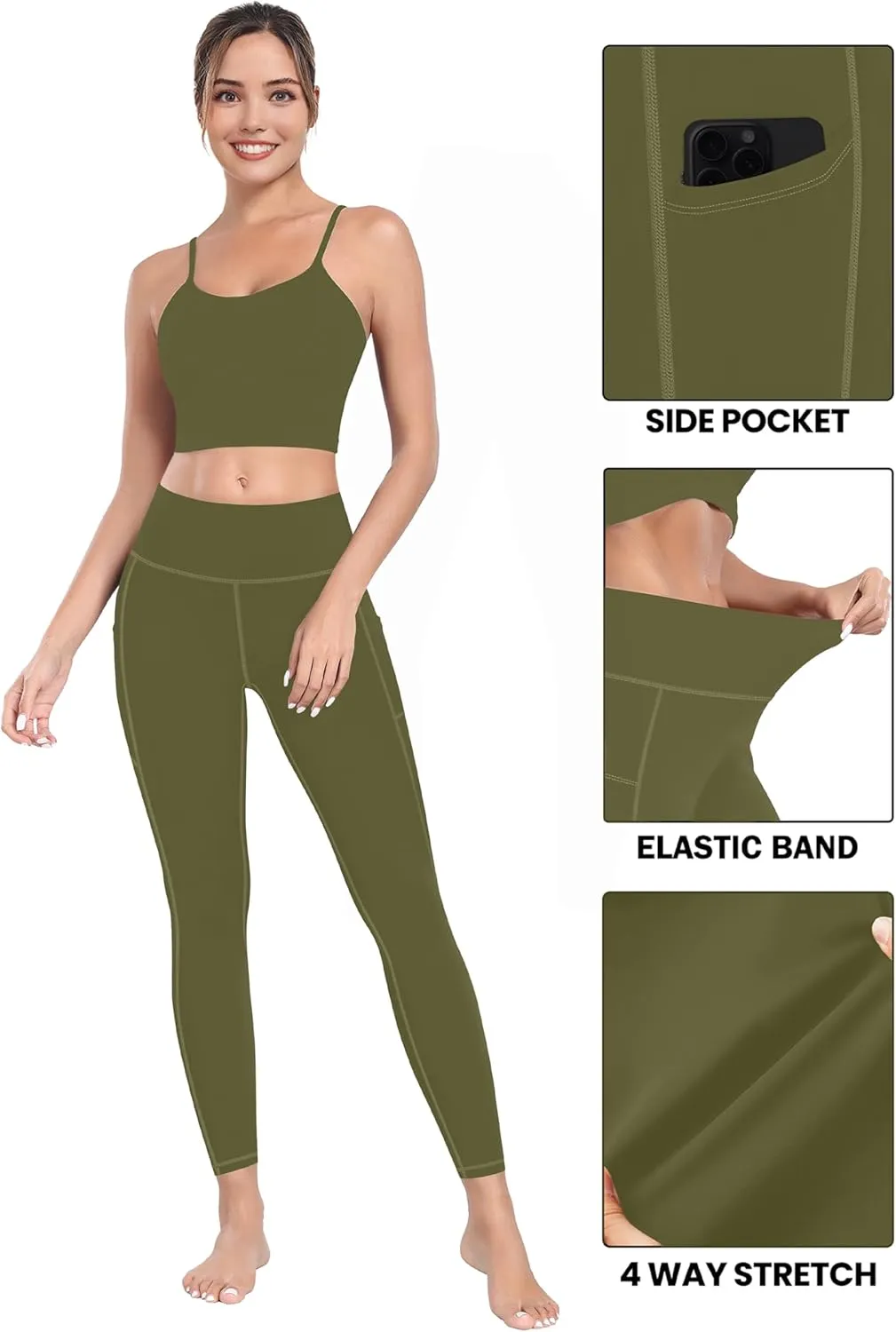 MIRITY High Waist Yoga Leggings with Pockets for Women - Buttery Soft Workout Stretchy Yoga Pants Pack of 3