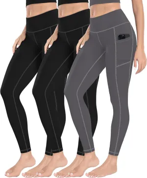 MIRITY High Waist Yoga Leggings with Pockets for Women - Buttery Soft Workout Stretchy Yoga Pants Pack of 3