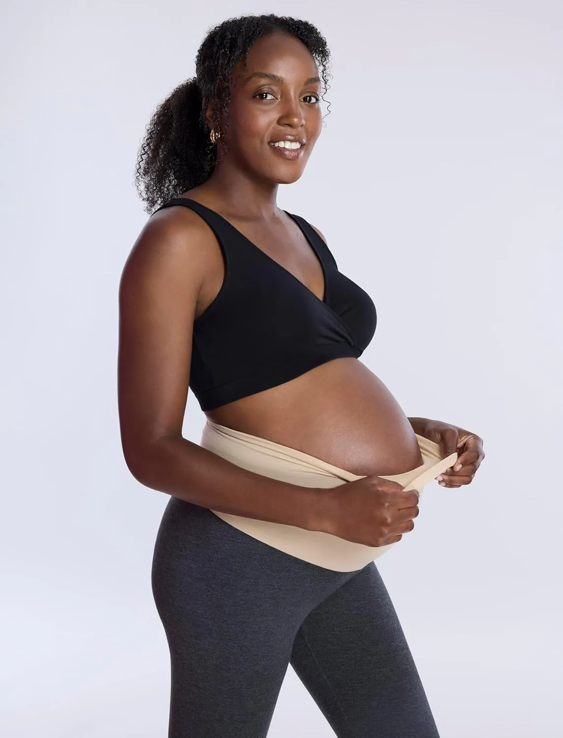 Motherhood Maternity Women's Essential Stretch Secret Fit Over The Belly Pregnancy Crop Capri Legging-2 Pack