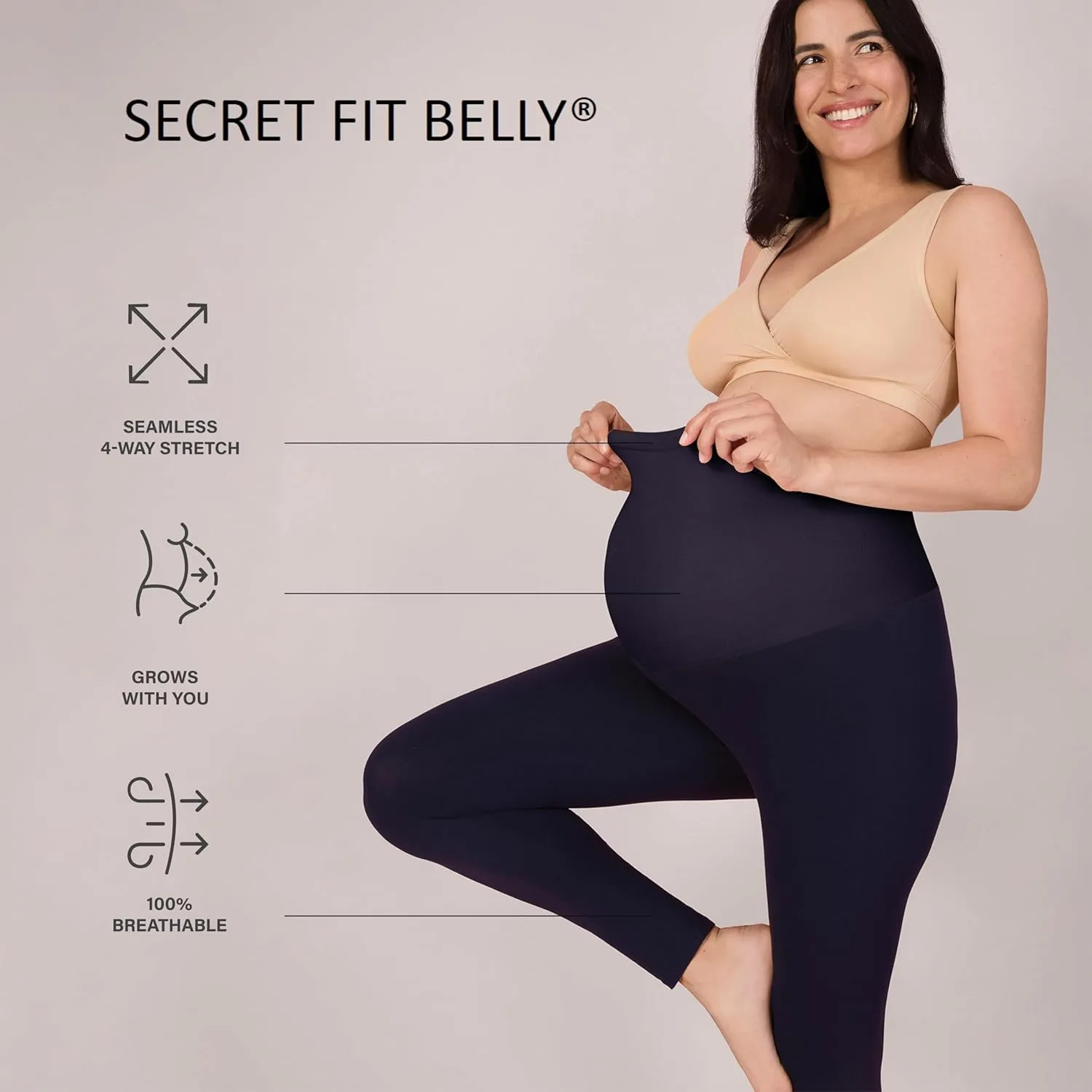 Motherhood Maternity Women's Essential Stretch Secret Fit Over The Belly Pregnancy Crop Capri Legging-2 Pack