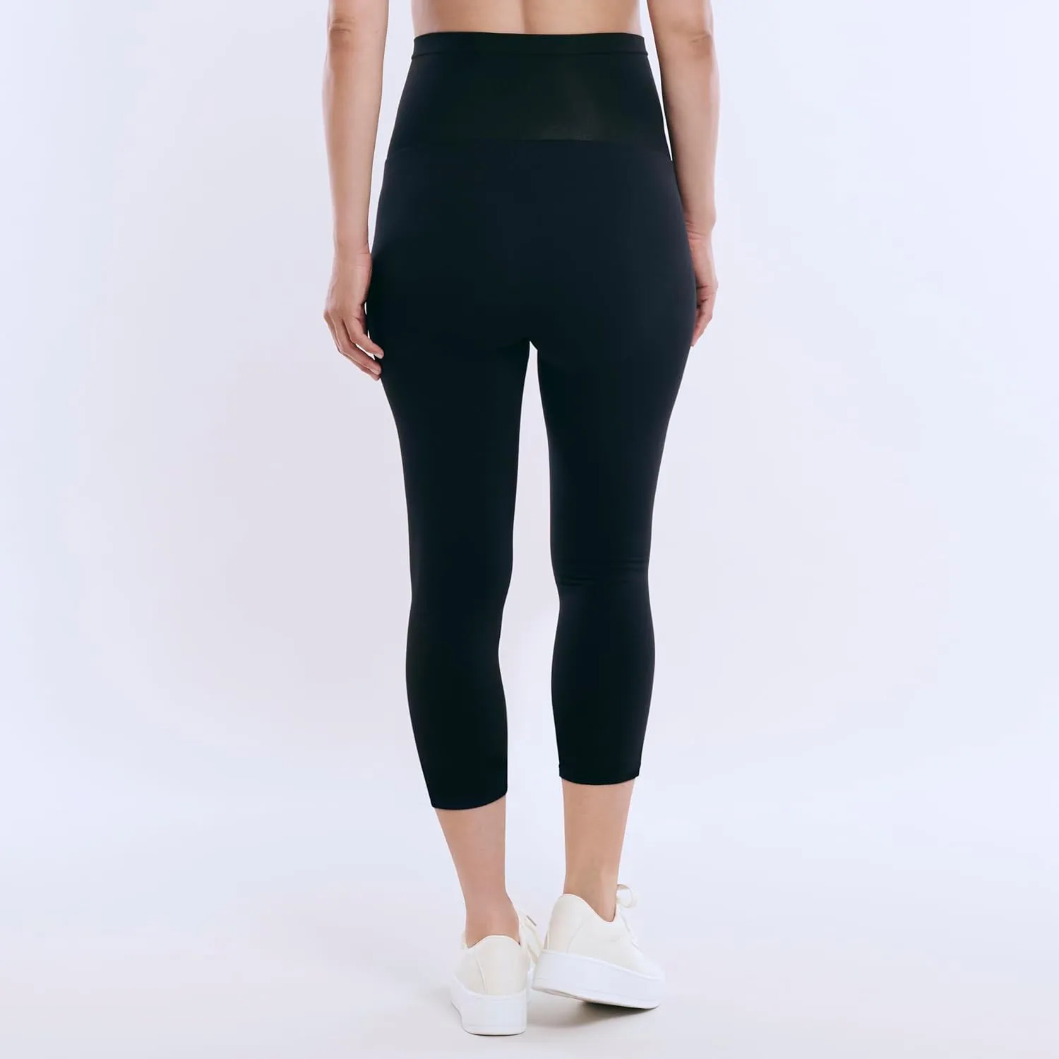 Motherhood Maternity Women's Essential Stretch Secret Fit Over The Belly Pregnancy Crop Capri Legging-2 Pack