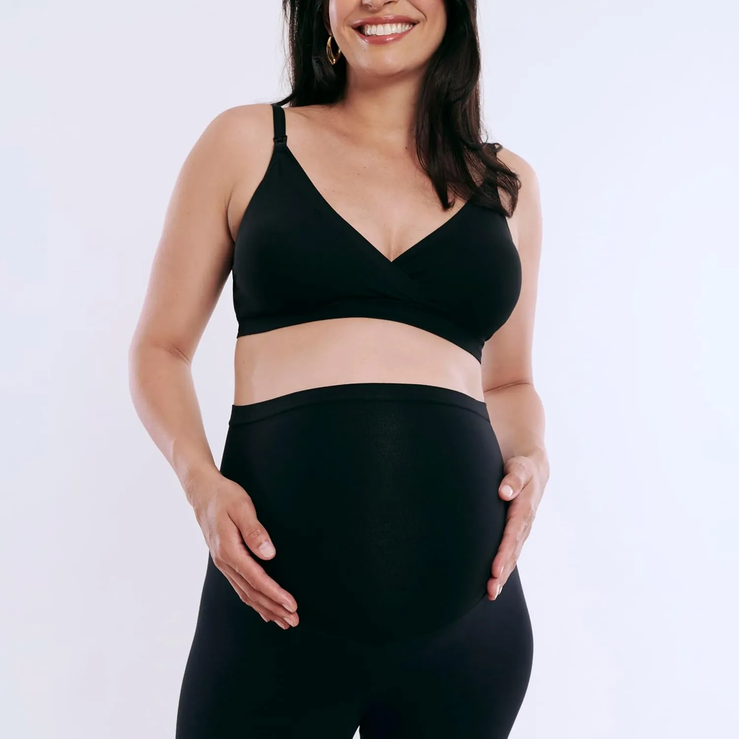 Motherhood Maternity Women's Essential Stretch Secret Fit Over The Belly Pregnancy Crop Capri Legging-2 Pack