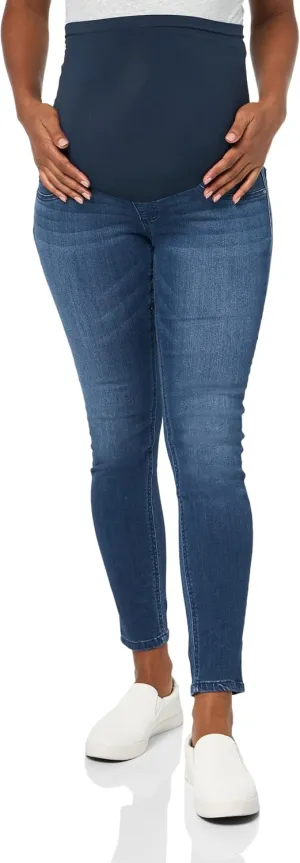 Motherhood Maternity Women's Super Stretch Secret Fit Over The Belly Skinny Ankle Length Jeans Indigo Blue