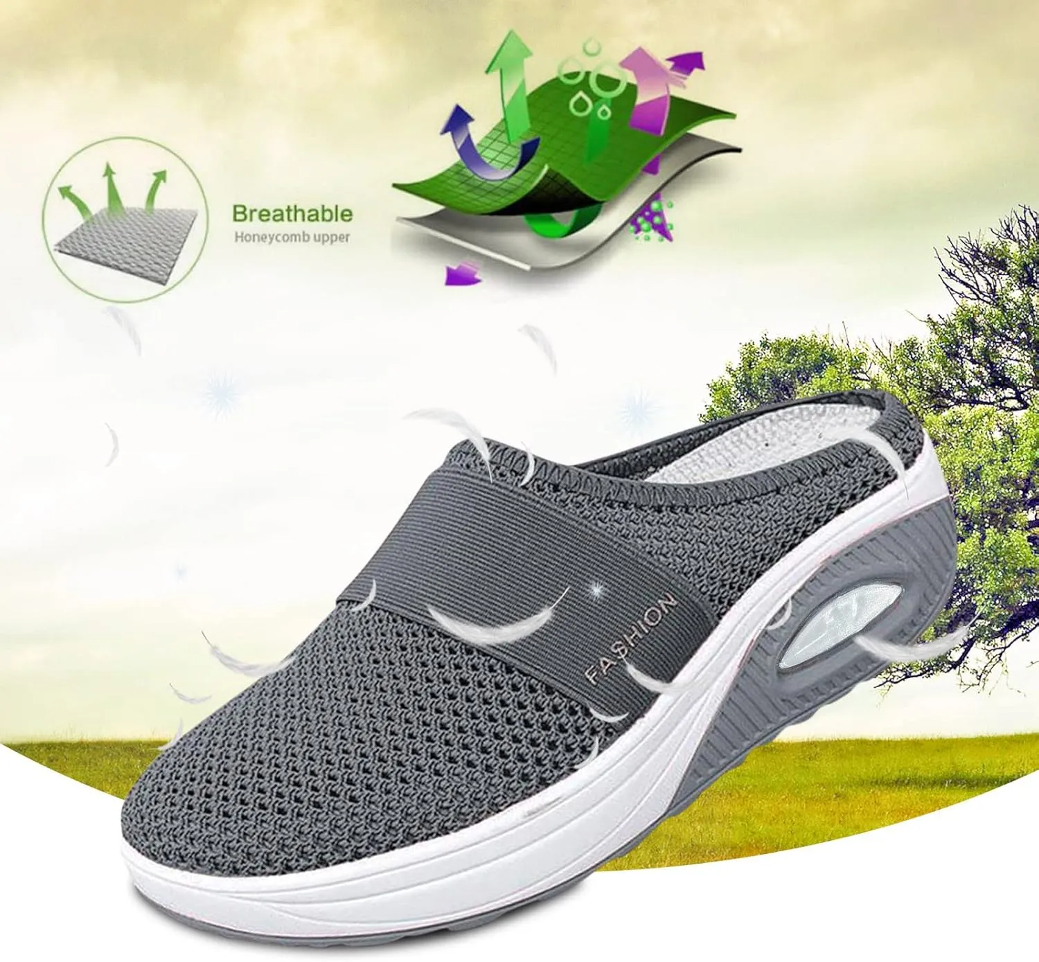 Mules for Women 2024 Walking Sneakers Summer Slip-On Shoes Breathable Slippers Lightweight Closed Toe Slides Slippers