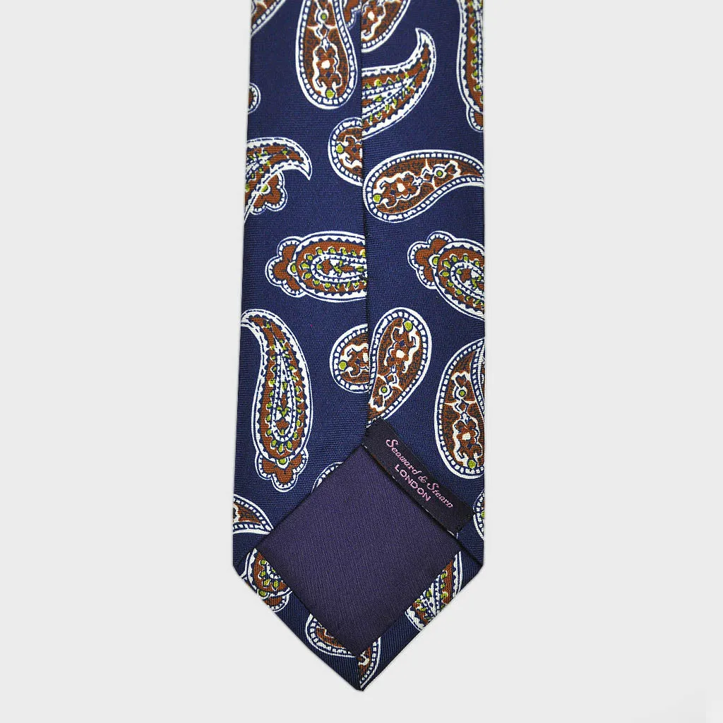 Navy Bold Teardrop Silk Tie