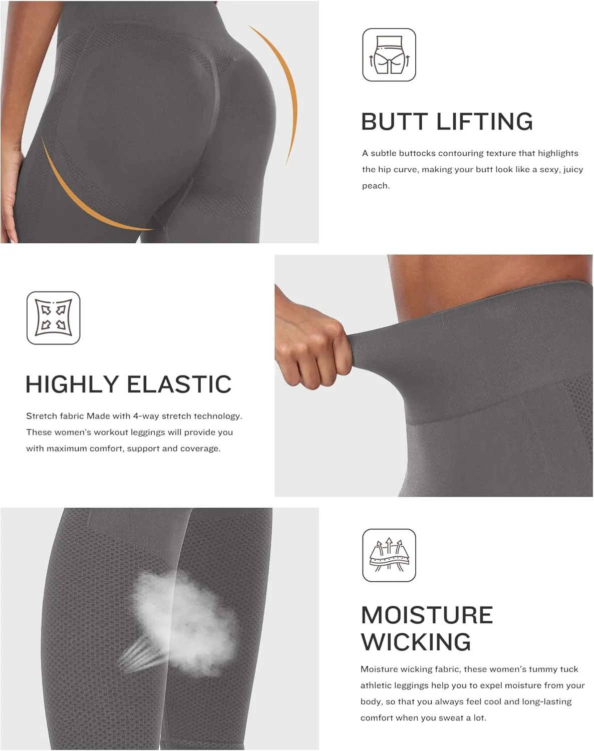 NORMOV Seamless Workout Butt Lifting Leggings - Booty Scrunch Gym Leggings for Women