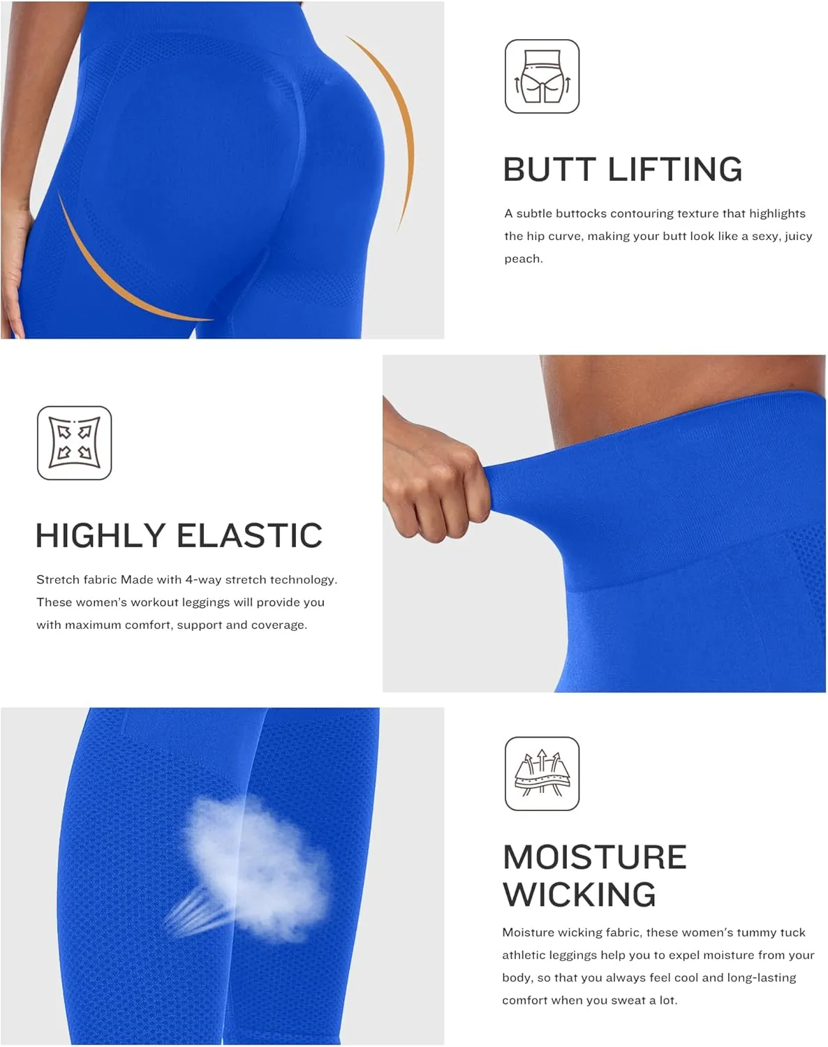 NORMOV Seamless Workout Butt Lifting Leggings - Booty Scrunch Gym Leggings for Women