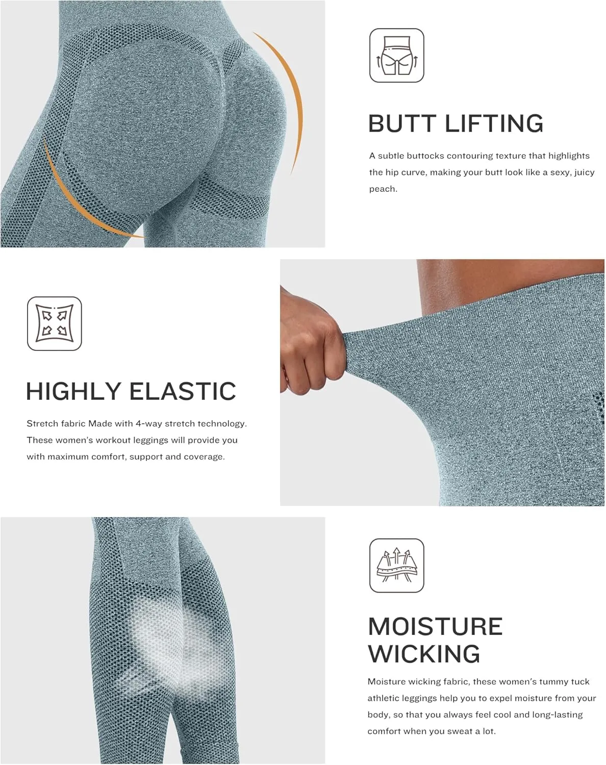 NORMOV Seamless Workout Butt Lifting Leggings - Booty Scrunch Gym Leggings for Women