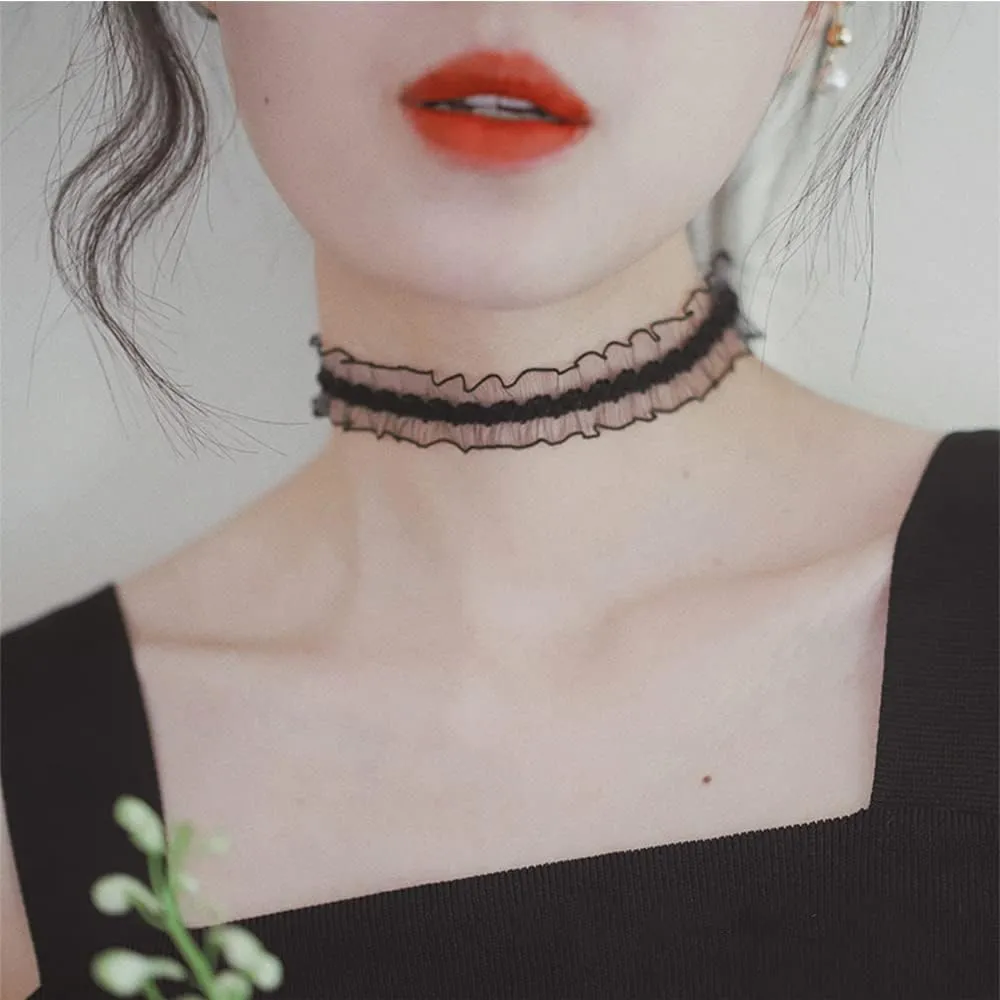 Nova&Aria Chokers Set For Women Heart Choker Necklaces Flower Pendant Velvet Cute Pink Turquoise Blue White Black Choker Necklace Christmas Colorful Lace Chokers