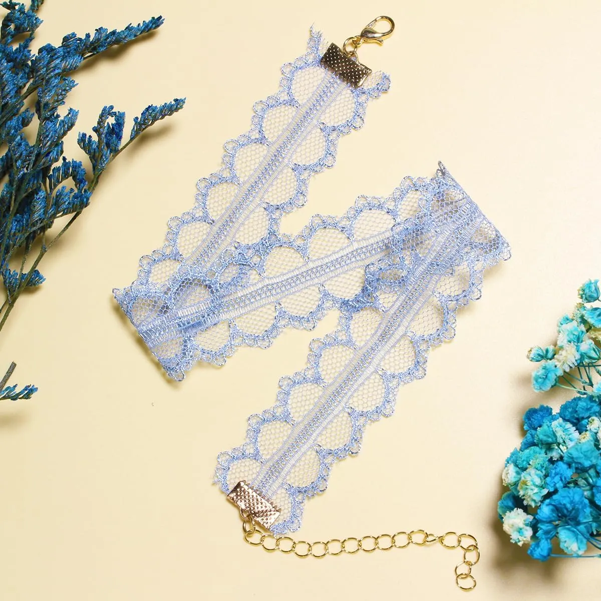 Nova&Aria Chokers Set For Women Heart Pearl Choker Necklaces Flower Pendant Velvet Cute Pink Blue White Black Choker Necklace Classic Tattoo Colorful Lace Chokers